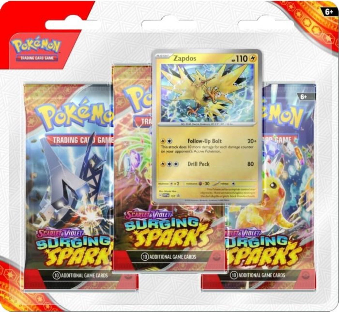 Pokemon TCG: Scarlet &amp; Violet Surging Sparks (SV08) 3 Pack Blister