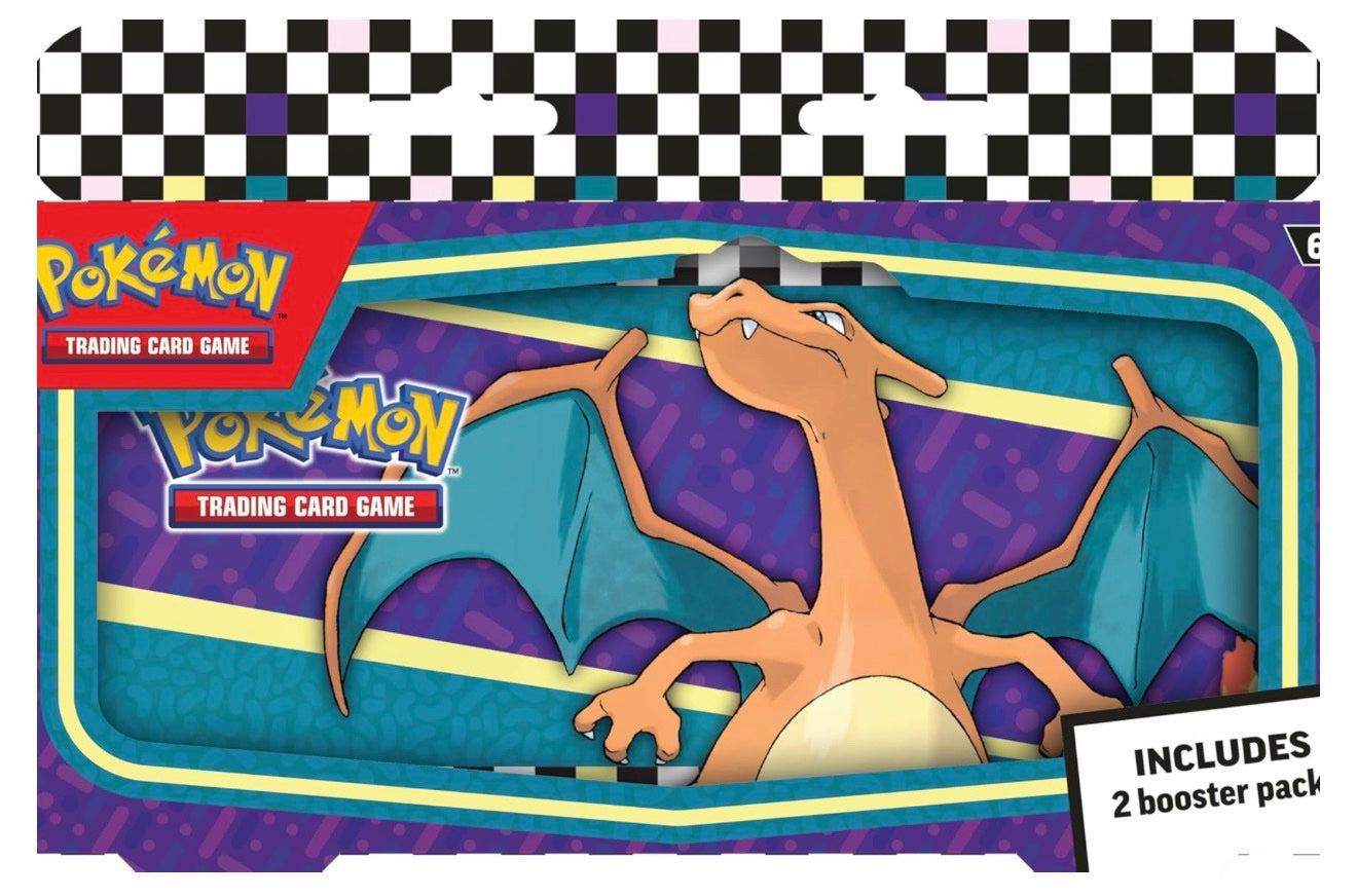 Pokémon TCG: Back to School Pencil Case – Charizard (Tin &amp; 2 Booster Packs)