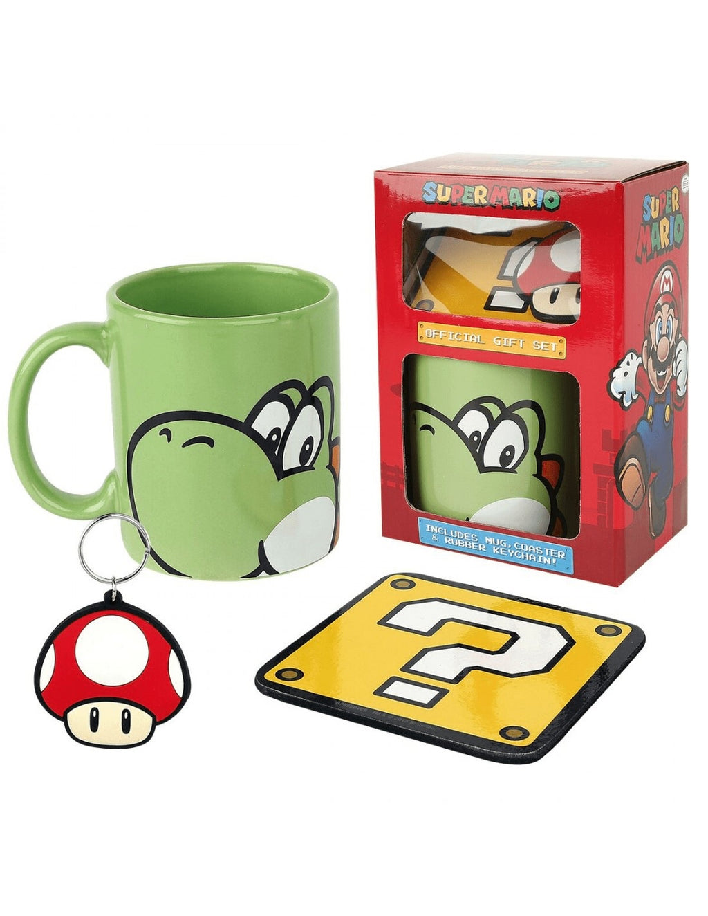 Super Mario (Yoshi) Mug Coaster Keychain Gift Set