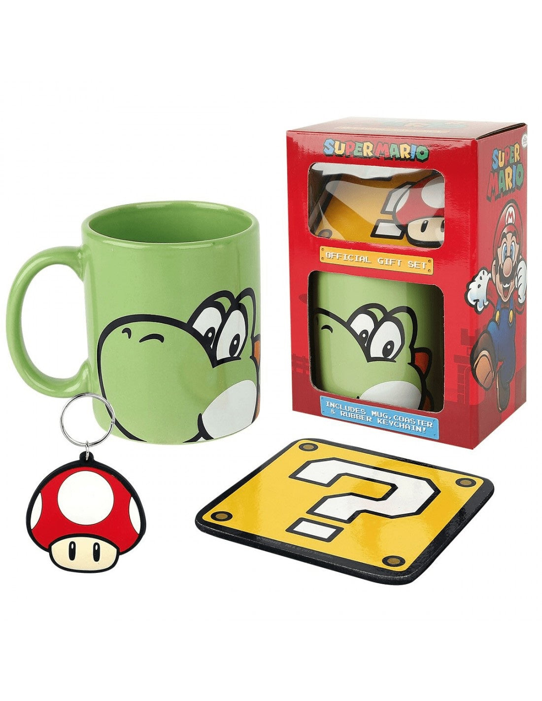 Super Mario (Yoshi) Mug Coaster Keychain Gift Set