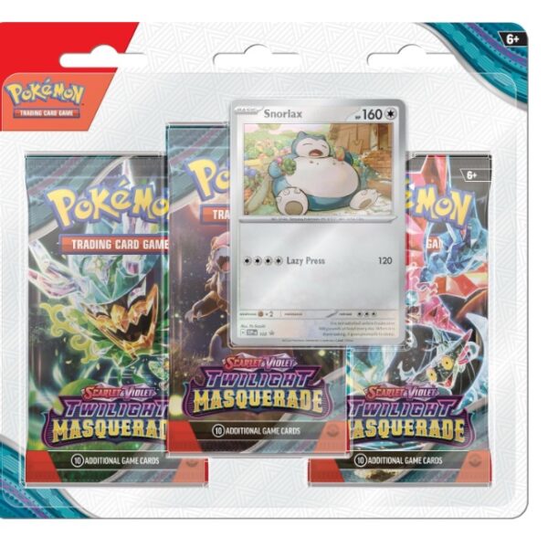 Pokemon TCG: Scarlet Violet Twilight Masquerade 3 Pack Blister: Snorlax 3 Booster Packs 1 Foil Promo