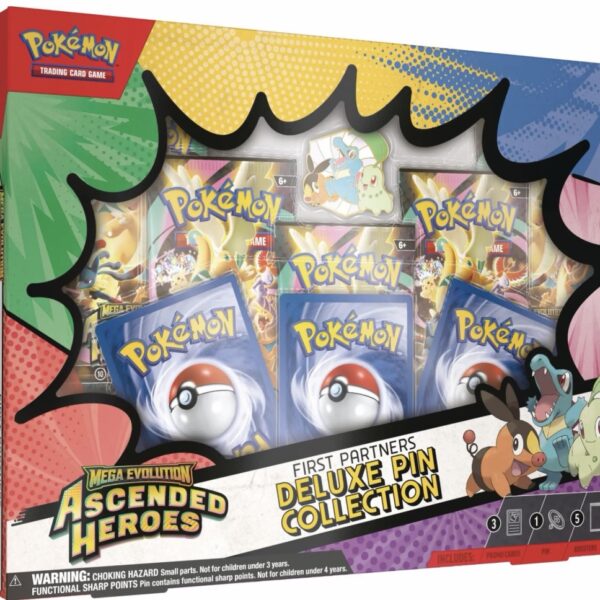 TCG: Mega Evolution—Ascended Heroes First Partners Deluxe Pin Collection (3 Foil Promo Cards, 1 Deluxe Pin & 5 Booster Packs)