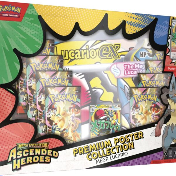 TCG: Mega Evolution—Ascended Heroes Premium Poster Collection—Mega Lucario or Mega Gardevoir (Random) (1 Foil Promo Card, 1 Double-Sided Poster & 10 Booster Packs)